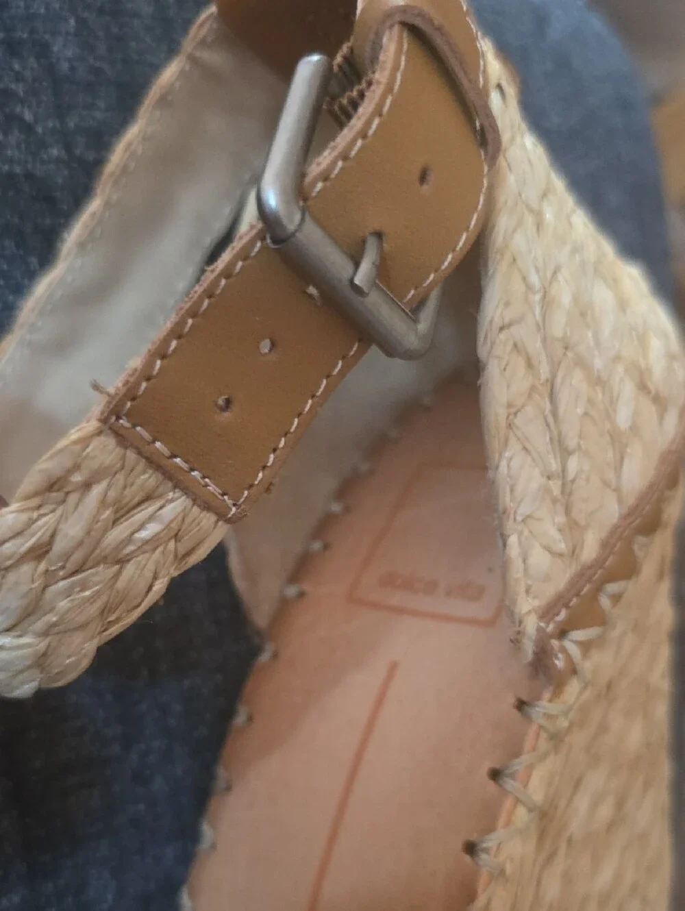 Dolce Vita Natural Woven Espadrille Wedge Sandals with Ankle Strap